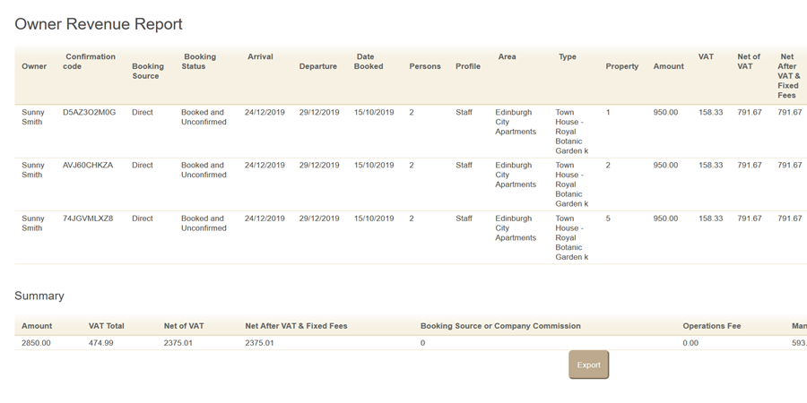 Owner revenue report download is easier to understand for owners. Based on our customers feedback - improvements have been made.